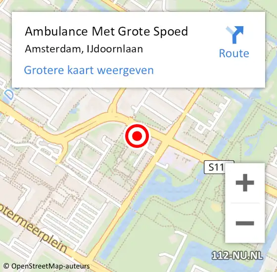 Locatie op kaart van de 112 melding: Ambulance Met Grote Spoed Naar Amsterdam, IJdoornlaan op 26 mei 2023 09:06