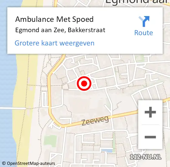 Locatie op kaart van de 112 melding: Ambulance Met Spoed Naar Egmond aan Zee, Bakkerstraat op 26 mei 2023 09:08