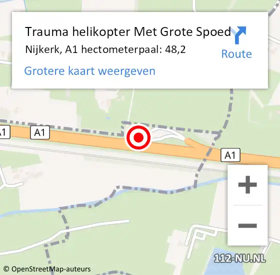 Locatie op kaart van de 112 melding: Trauma helikopter Met Grote Spoed Naar Nijkerk, A1 hectometerpaal: 48,2 op 26 mei 2023 09:17