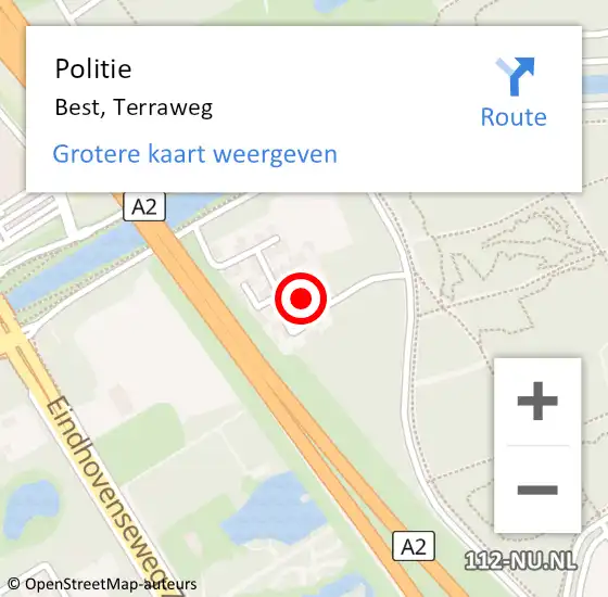 Locatie op kaart van de 112 melding: Politie Best, Terraweg op 26 mei 2023 09:24