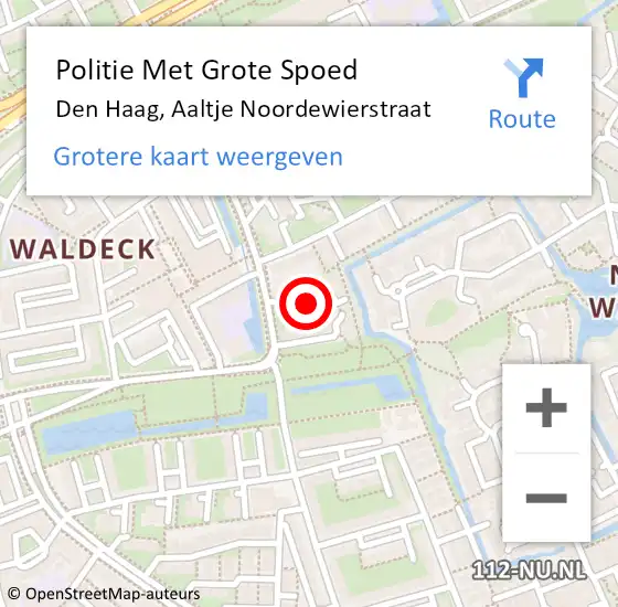 Locatie op kaart van de 112 melding: Politie Met Grote Spoed Naar Den Haag, Aaltje Noordewierstraat op 26 mei 2023 09:27