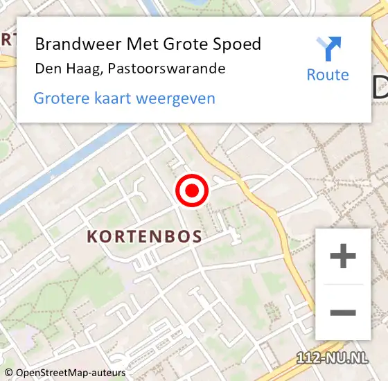Locatie op kaart van de 112 melding: Brandweer Met Grote Spoed Naar Den Haag, Pastoorswarande op 26 mei 2023 09:36