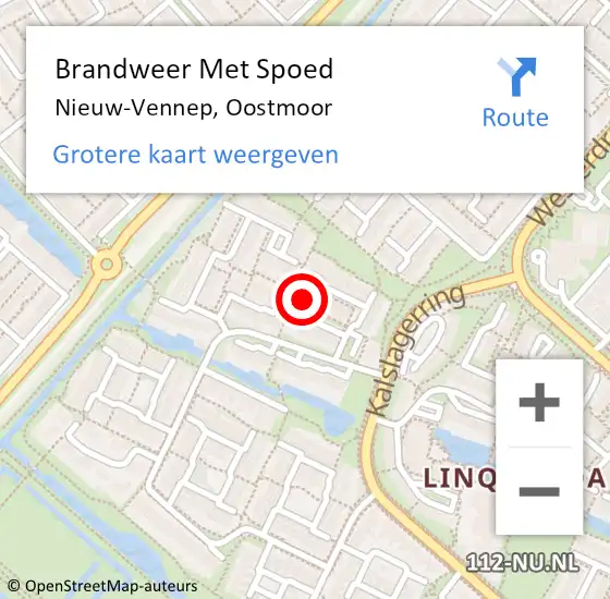 Locatie op kaart van de 112 melding: Brandweer Met Spoed Naar Nieuw-Vennep, Oostmoor op 26 mei 2023 09:41