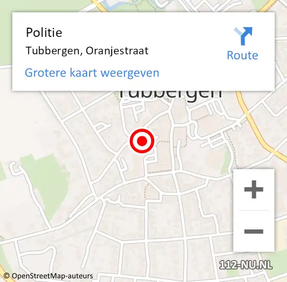 Locatie op kaart van de 112 melding: Politie Tubbergen, Oranjestraat op 26 mei 2023 10:06
