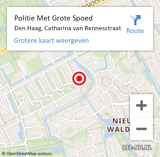 Locatie op kaart van de 112 melding: Politie Met Grote Spoed Naar Den Haag, Catharina van Rennesstraat op 26 mei 2023 10:14