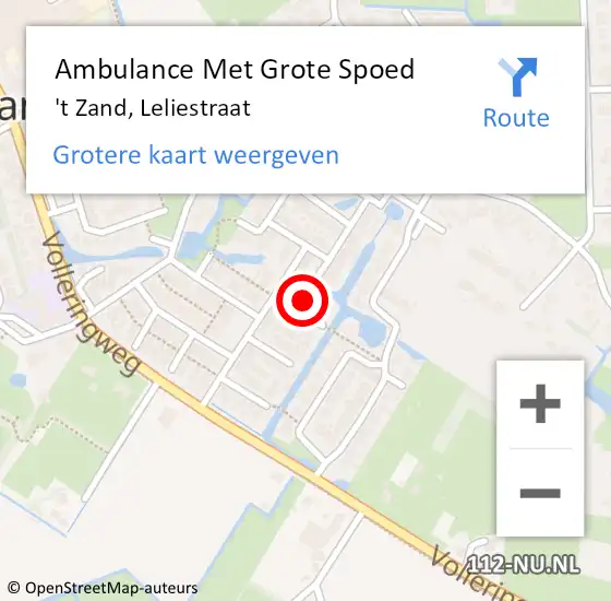 Locatie op kaart van de 112 melding: Ambulance Met Grote Spoed Naar 't Zand, Leliestraat op 26 mei 2023 10:24