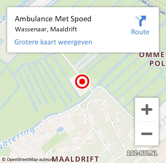 Locatie op kaart van de 112 melding: Ambulance Met Spoed Naar Wassenaar, Maaldrift op 26 mei 2023 10:28
