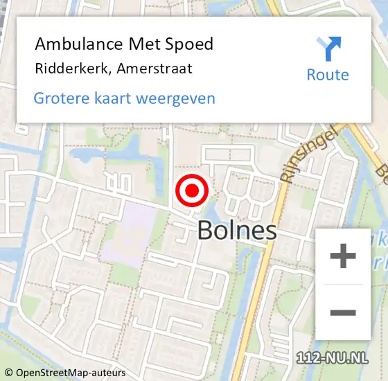 Locatie op kaart van de 112 melding: Ambulance Met Spoed Naar Ridderkerk, Amerstraat op 26 mei 2023 10:41