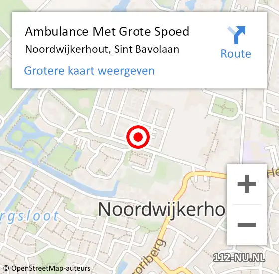 Locatie op kaart van de 112 melding: Ambulance Met Grote Spoed Naar Noordwijkerhout, Sint Bavolaan op 26 mei 2023 11:16