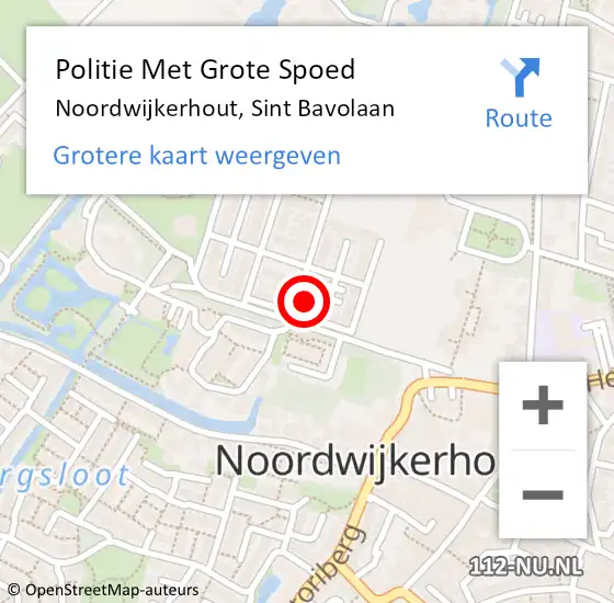 Locatie op kaart van de 112 melding: Politie Met Grote Spoed Naar Noordwijkerhout, Sint Bavolaan op 26 mei 2023 11:20