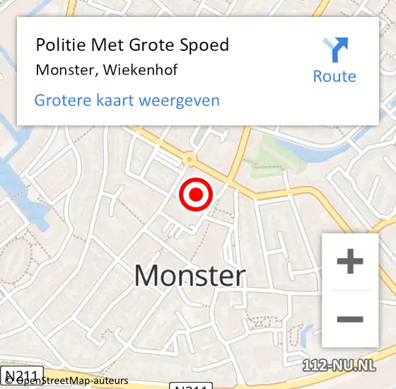 Locatie op kaart van de 112 melding: Politie Met Grote Spoed Naar Monster, Wiekenhof op 26 mei 2023 11:39