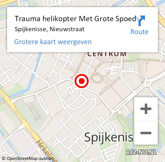 Locatie op kaart van de 112 melding: Trauma helikopter Met Grote Spoed Naar Spijkenisse, Nieuwstraat op 26 mei 2023 11:51
