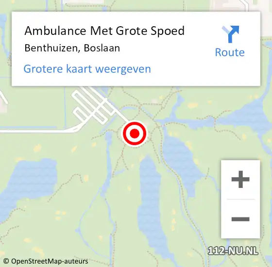 Locatie op kaart van de 112 melding: Ambulance Met Grote Spoed Naar Benthuizen, Boslaan op 26 mei 2023 12:19