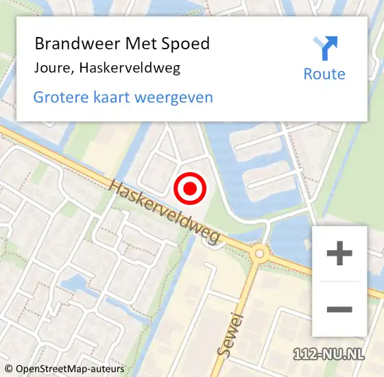 Locatie op kaart van de 112 melding: Brandweer Met Spoed Naar Joure, Haskerveldweg op 26 mei 2023 12:39