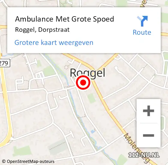 Locatie op kaart van de 112 melding: Ambulance Met Grote Spoed Naar Roggel, Dorpsstraat op 26 mei 2023 12:52
