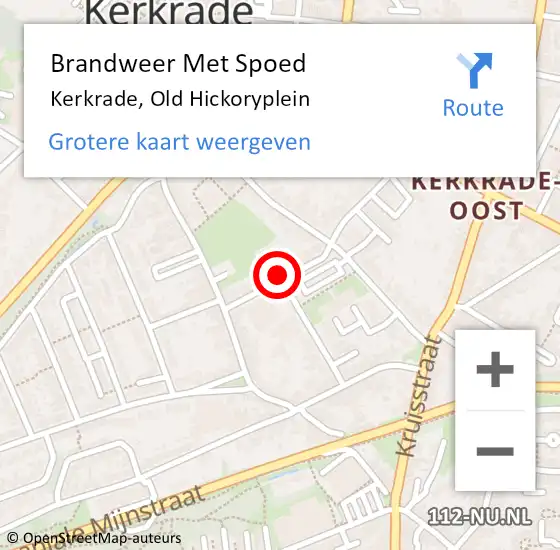 Locatie op kaart van de 112 melding: Brandweer Met Spoed Naar Kerkrade, Old Hickoryplein op 26 mei 2023 13:02