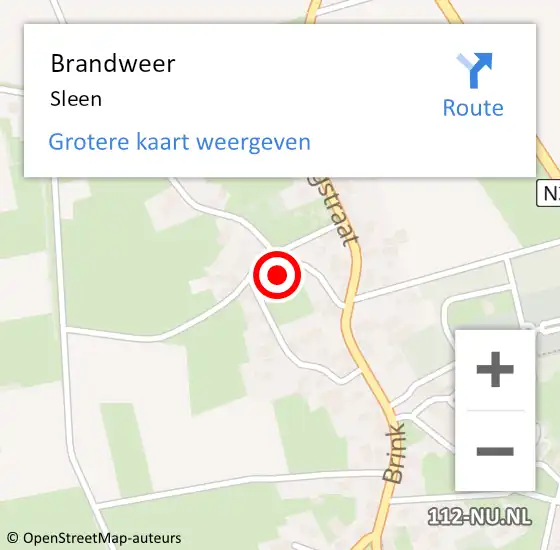 Locatie op kaart van de 112 melding: Brandweer Sleen op 26 mei 2023 13:07