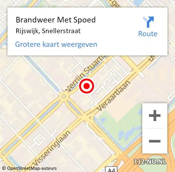 Locatie op kaart van de 112 melding: Brandweer Met Spoed Naar Rijswijk, Snellerstraat op 26 mei 2023 13:08