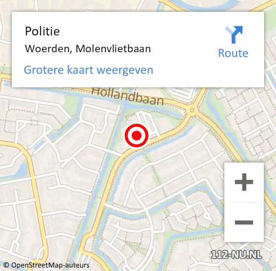 Locatie op kaart van de 112 melding: Politie Woerden, Molenvlietbaan op 26 mei 2023 13:10