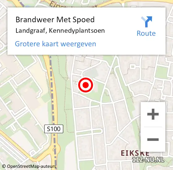 Locatie op kaart van de 112 melding: Brandweer Met Spoed Naar Landgraaf, Kennedyplantsoen op 26 mei 2023 13:18