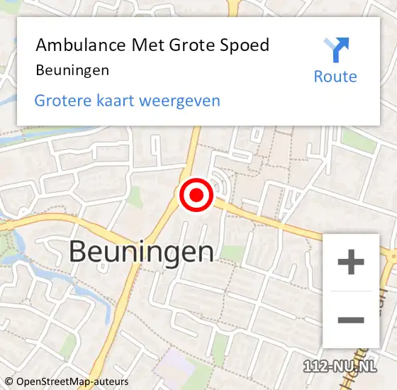 Locatie op kaart van de 112 melding: Ambulance Met Grote Spoed Naar Beuningen op 26 mei 2023 13:27