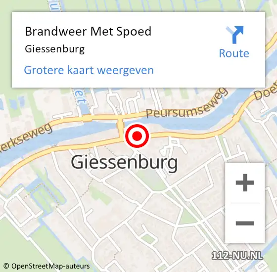 Locatie op kaart van de 112 melding: Brandweer Met Spoed Naar Giessenburg op 26 mei 2023 13:31