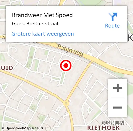 Locatie op kaart van de 112 melding: Brandweer Met Spoed Naar Goes, Breitnerstraat op 26 mei 2023 13:36