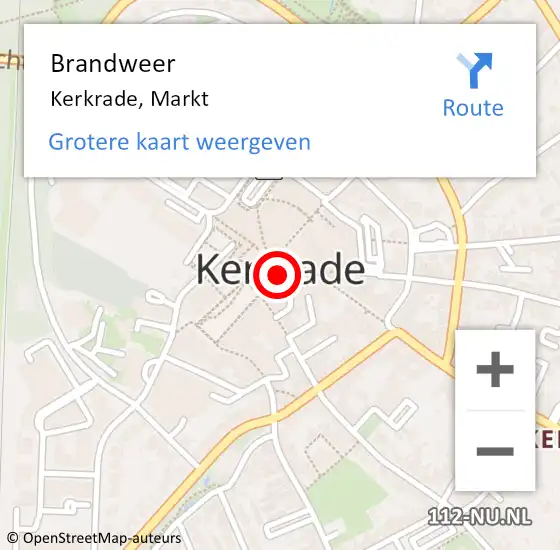 Locatie op kaart van de 112 melding: Brandweer Kerkrade, Markt op 26 mei 2023 13:40