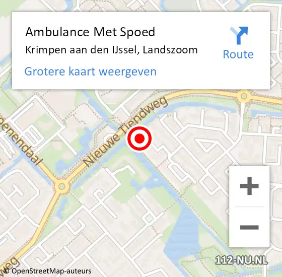 Locatie op kaart van de 112 melding: Ambulance Met Spoed Naar Krimpen aan den IJssel, Landszoom op 26 mei 2023 13:46