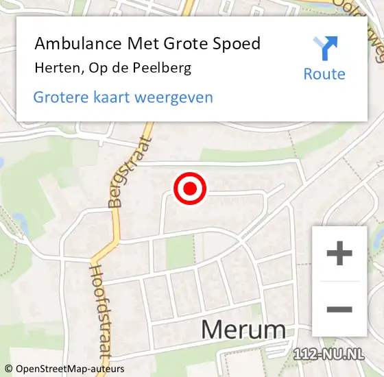 Locatie op kaart van de 112 melding: Ambulance Met Grote Spoed Naar Herten, Op de Peelberg op 26 mei 2023 13:54
