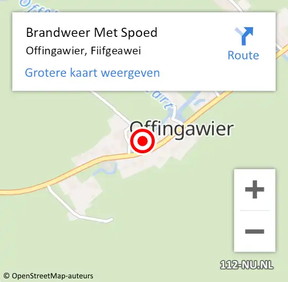 Locatie op kaart van de 112 melding: Brandweer Met Spoed Naar Offingawier, Fiifgeawei op 26 mei 2023 14:13