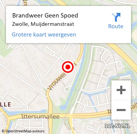 Locatie op kaart van de 112 melding: Brandweer Geen Spoed Naar Zwolle, Muijdermanstraat op 26 mei 2023 14:14