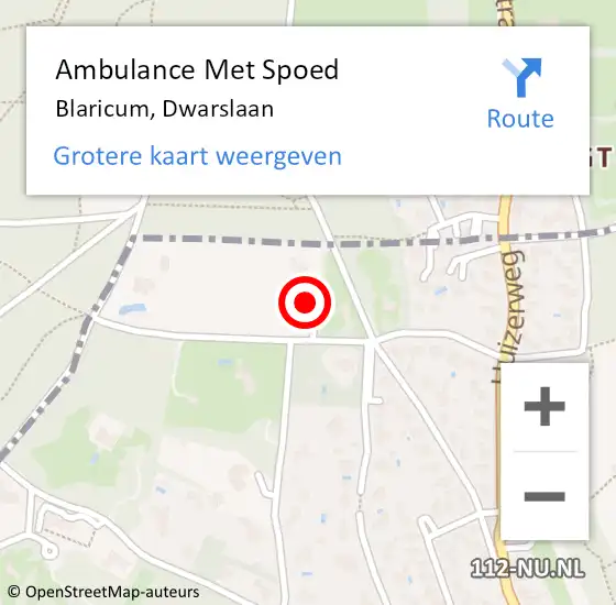 Locatie op kaart van de 112 melding: Ambulance Met Spoed Naar Blaricum, Dwarslaan op 26 augustus 2014 18:53