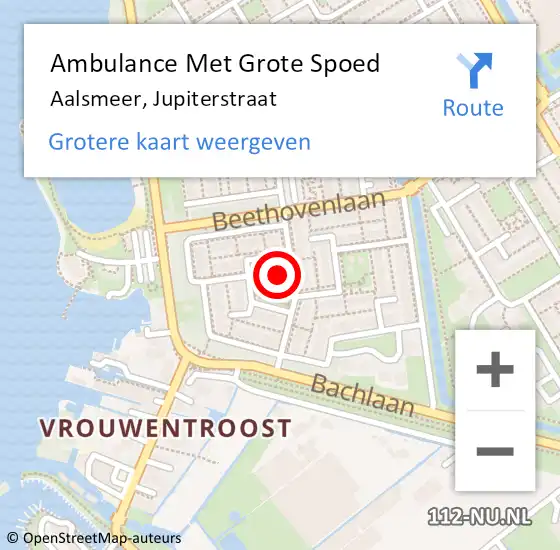 Locatie op kaart van de 112 melding: Ambulance Met Grote Spoed Naar Aalsmeer, Jupiterstraat op 26 mei 2023 14:23