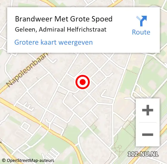 Locatie op kaart van de 112 melding: Brandweer Met Grote Spoed Naar Geleen, Admiraal Helfrichstraat op 26 mei 2023 14:27