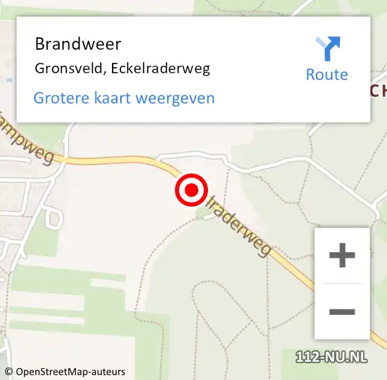 Locatie op kaart van de 112 melding: Brandweer Gronsveld, Eckelraderweg op 26 augustus 2014 18:57