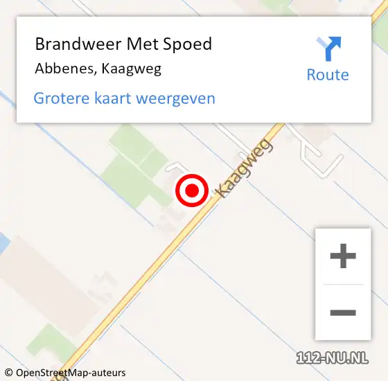 Locatie op kaart van de 112 melding: Brandweer Met Spoed Naar Abbenes, Kaagweg op 26 mei 2023 14:57