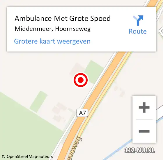 Locatie op kaart van de 112 melding: Ambulance Met Grote Spoed Naar Middenmeer, Hoornseweg op 26 mei 2023 15:08