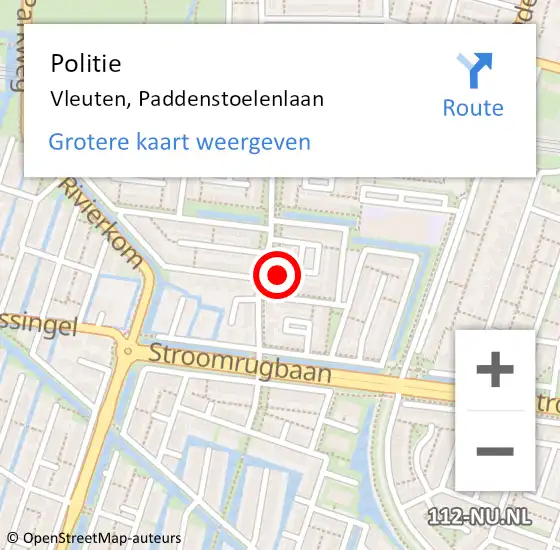 Locatie op kaart van de 112 melding: Politie Vleuten, Paddenstoelenlaan op 26 mei 2023 15:13