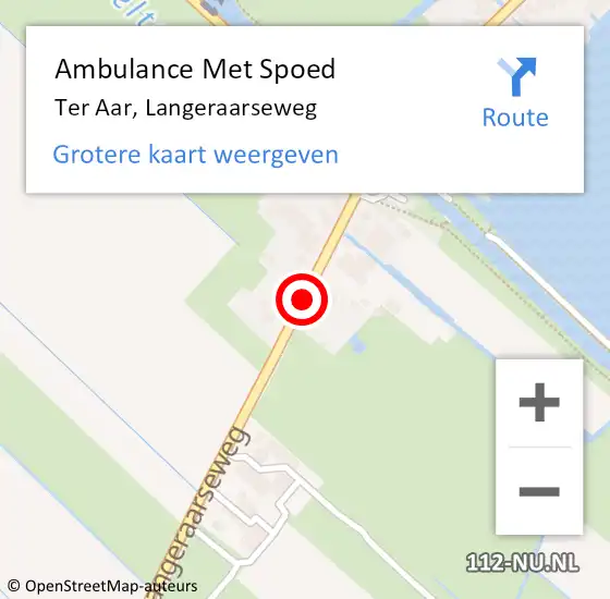 Locatie op kaart van de 112 melding: Ambulance Met Spoed Naar Ter Aar, Langeraarseweg op 26 augustus 2014 19:02