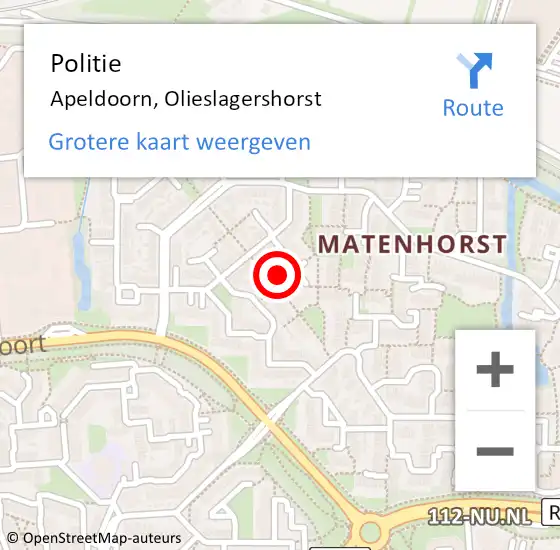 Locatie op kaart van de 112 melding: Politie Apeldoorn, Olieslagershorst op 26 mei 2023 15:27