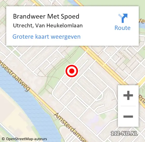 Locatie op kaart van de 112 melding: Brandweer Met Spoed Naar Utrecht, Van Heukelomlaan op 26 mei 2023 15:35