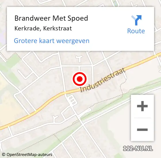 Locatie op kaart van de 112 melding: Brandweer Met Spoed Naar Kerkrade, Kerkstraat op 26 mei 2023 15:42