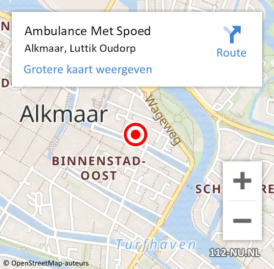 Locatie op kaart van de 112 melding: Ambulance Met Spoed Naar Alkmaar, Luttik Oudorp op 26 mei 2023 15:43
