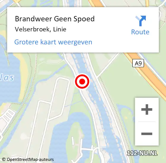 Locatie op kaart van de 112 melding: Brandweer Geen Spoed Naar Velserbroek, Linie op 26 mei 2023 16:15