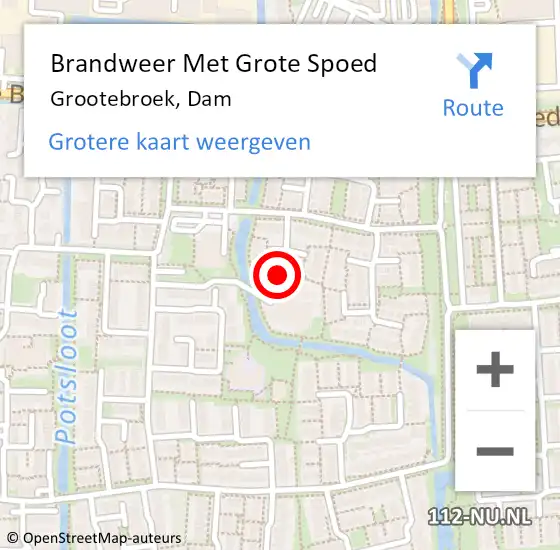 Locatie op kaart van de 112 melding: Brandweer Met Grote Spoed Naar Grootebroek, Dam op 26 mei 2023 16:37