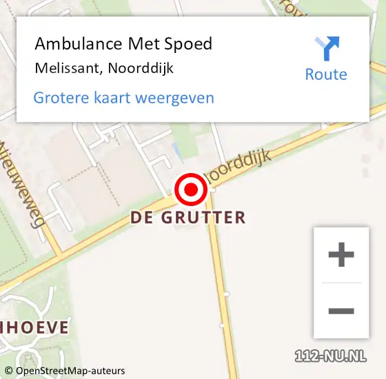 Locatie op kaart van de 112 melding: Ambulance Met Spoed Naar Melissant, Noorddijk op 26 mei 2023 16:39