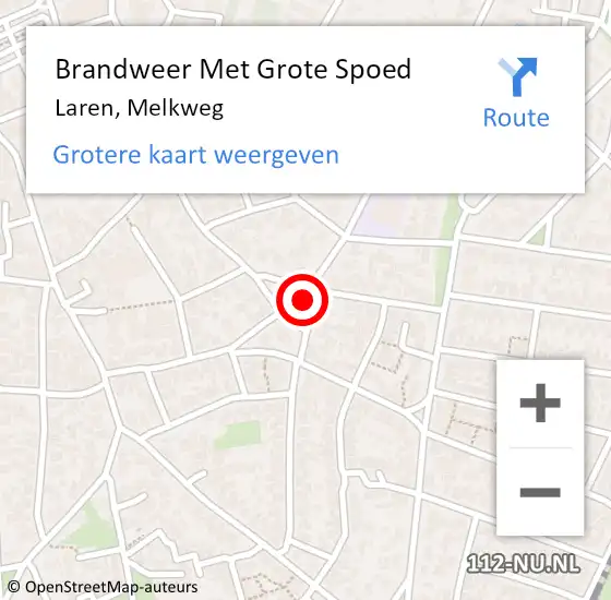 Locatie op kaart van de 112 melding: Brandweer Met Grote Spoed Naar Laren, Melkweg op 26 mei 2023 16:42