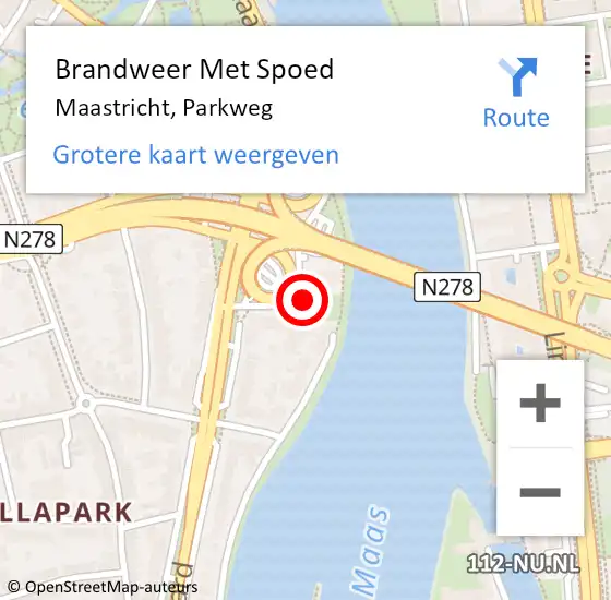 Locatie op kaart van de 112 melding: Brandweer Met Spoed Naar Maastricht, Parkweg op 26 mei 2023 16:50