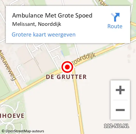 Locatie op kaart van de 112 melding: Ambulance Met Grote Spoed Naar Melissant, Noorddijk op 26 mei 2023 17:01